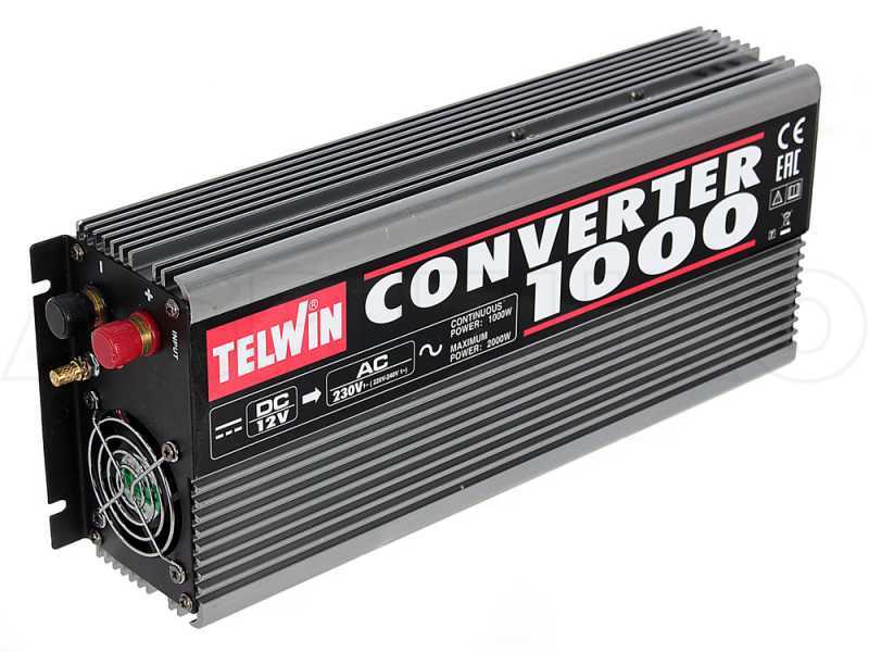 Telwin Converter 1000 - Convertitore di corrente inverter da 12V DC a 230V AC - potenza 1000 W