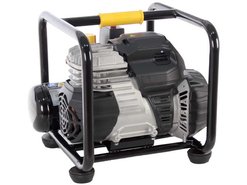 Stanley Vento Rollcage OL244/6 PCM - Compressore aria elettrico monofase silenziato, oil-less - Motore 1.5 HP - 6 lt