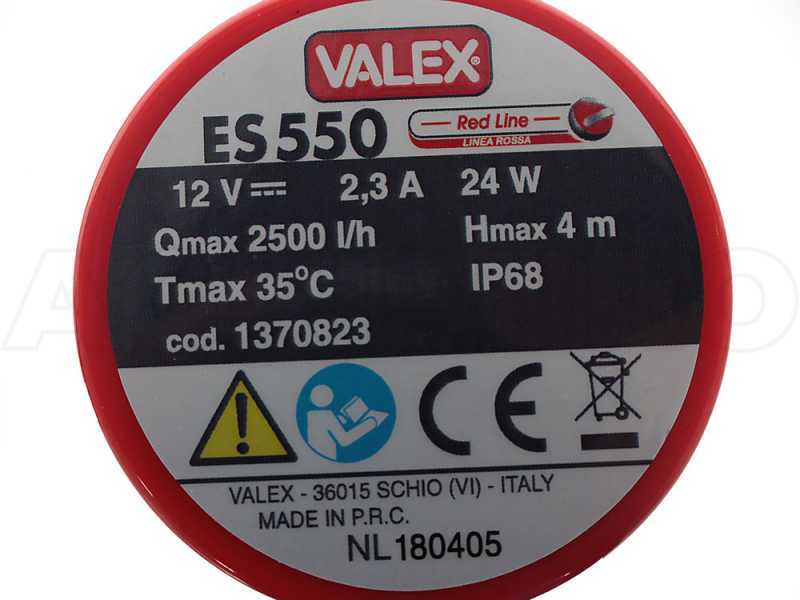 Pompa sommersa elettrica per acque chiare Valex ES550 - elettropompa sommergibile 12V - 0,3Kg
