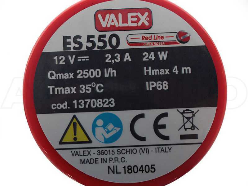 Valex ES550 - Pompa sommersa elettrica per acque chiare - 12V - 0,3Kg