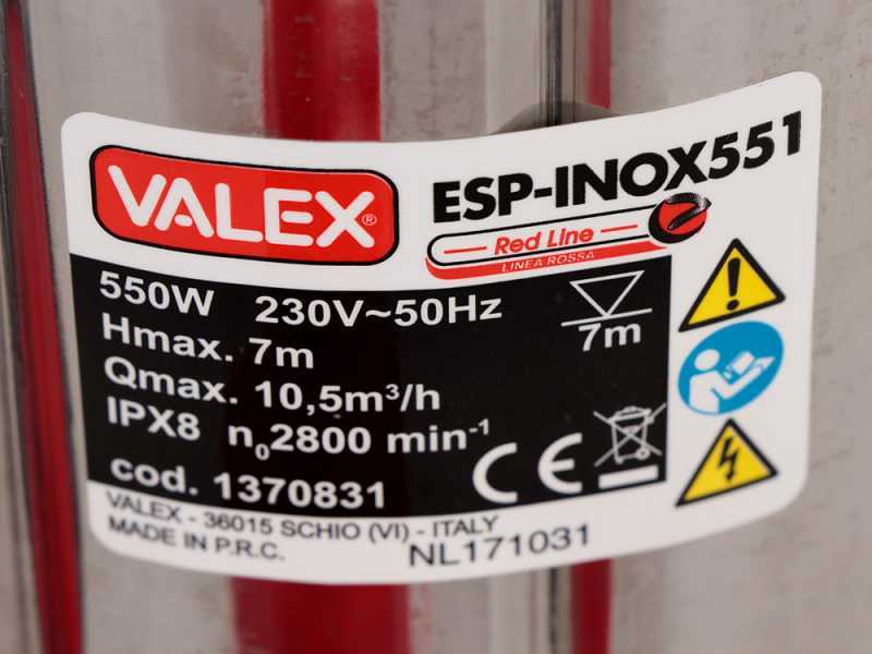 Pompa sommersa elettrica per acque sporche Valex ESP-INOX551 - elettropompa da 550 W