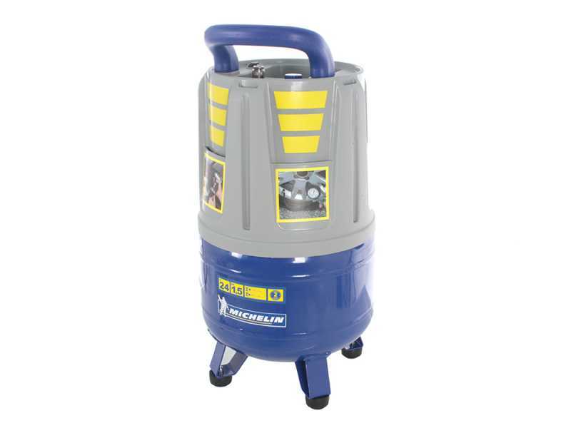 Michelin MVX 24 - Compressore aria elettrico portatile monofase, oil-less - Motore 1.5 HP - 24 lt