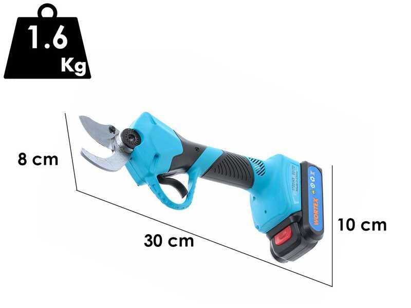 Wortex Piranha 30-M - Forbice elettrica da potatura - 18V 2Ah - Diametro di taglio 27mm