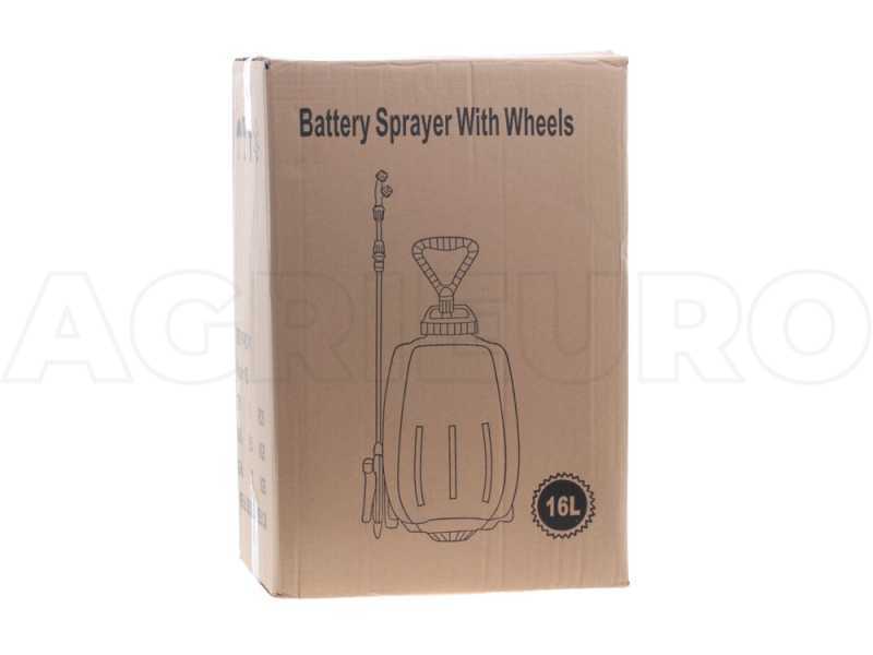 Ausonia - Pompa irroratrice a spalla carrellabile 16L - Batteria 12V - 10Ah