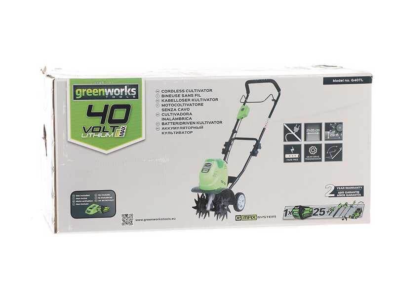 Greenworks G40TL - Motozappa a batteria con ruote - 40V 4Ah