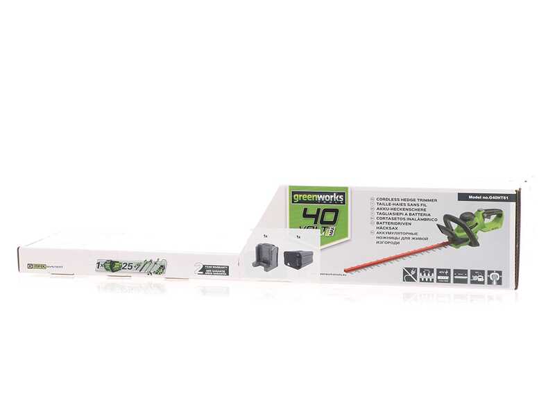 Greenworks G40HT - Tagliasiepi elettrico a batteria 40V/2Ah - Lama da 61 cm