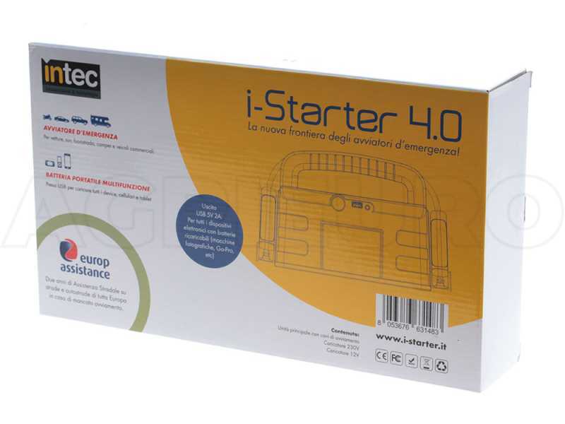 Intec i-Starter 4.0 - Avviatore d'emergenza e caricabatterie - alimentatore 12 V