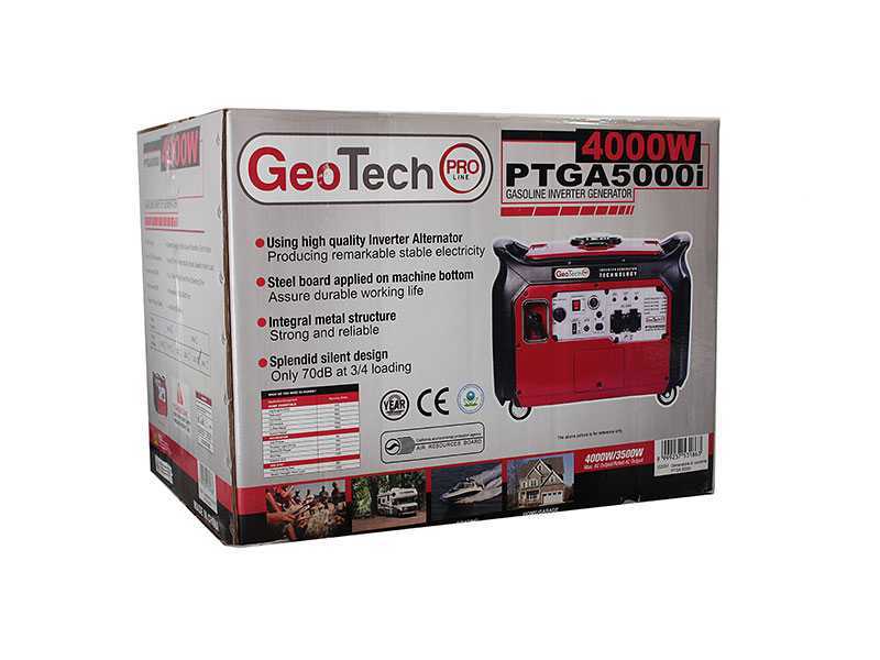 GeoTech PTGA 5000i - Generatore di corrente silenziato a inverter 4 kW - Continua 3.5 kw Monofase + ATS