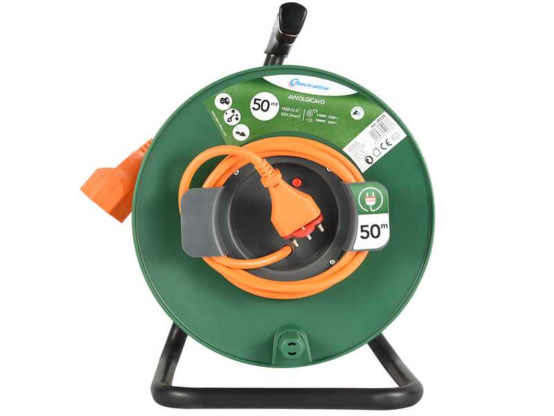 Electraline Avvolgicavo - 50m - Presa Universale Sezione 3 x 1,5 mm&sup2; (3 cavi con sezione 1,5mm&sup2;)