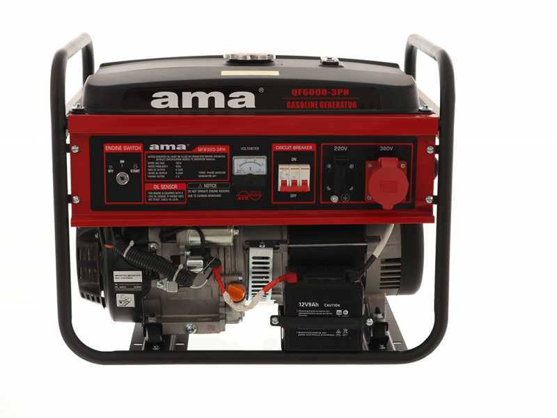 AMA QF6000 3PH - Generatore di corrente con AVR e avv.elettrico 6.5 kW - Continua 6 kw Trifase