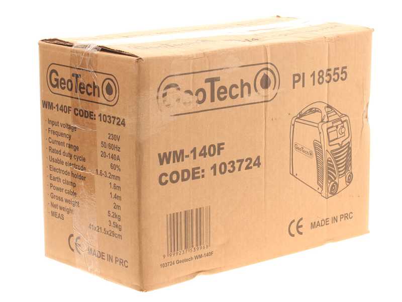 GeoTech WM-140 F - Saldatrice inverter a elettrodo a corrente continua - 140 A - con Kit MMA