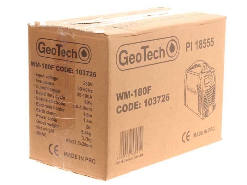 GeoTech WM-180 F - Saldatrice inverter a elettrodo a corrente continua - 180 A - con Kit MMA