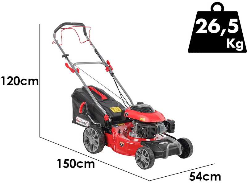 GeoTech-Pro S46-140BG - Tosaerba a scoppio semovente - 2in1: raccolta + scarico posteriore