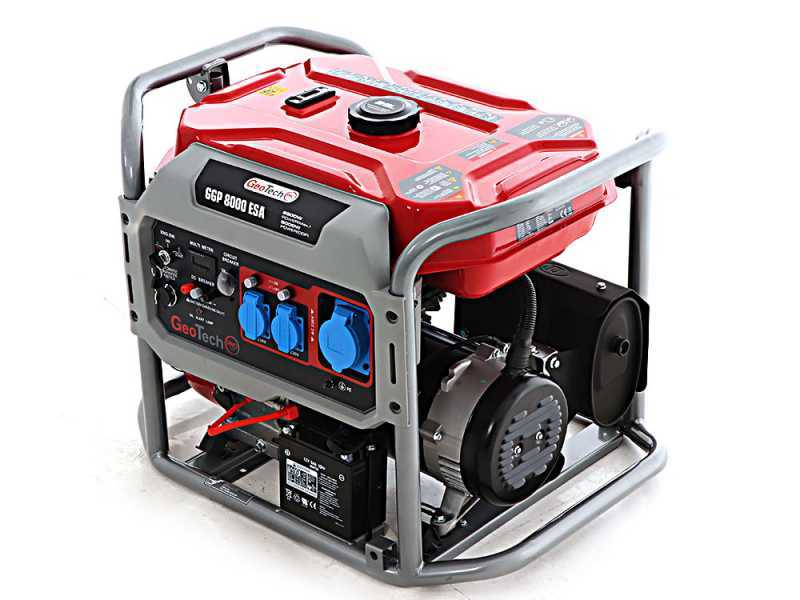 GeoTech-Pro GGP 8000 ESA - Generatore di corrente carrellato avv.elettrico con AVR 6.5 KW - Continua 6 Kw Monofase
