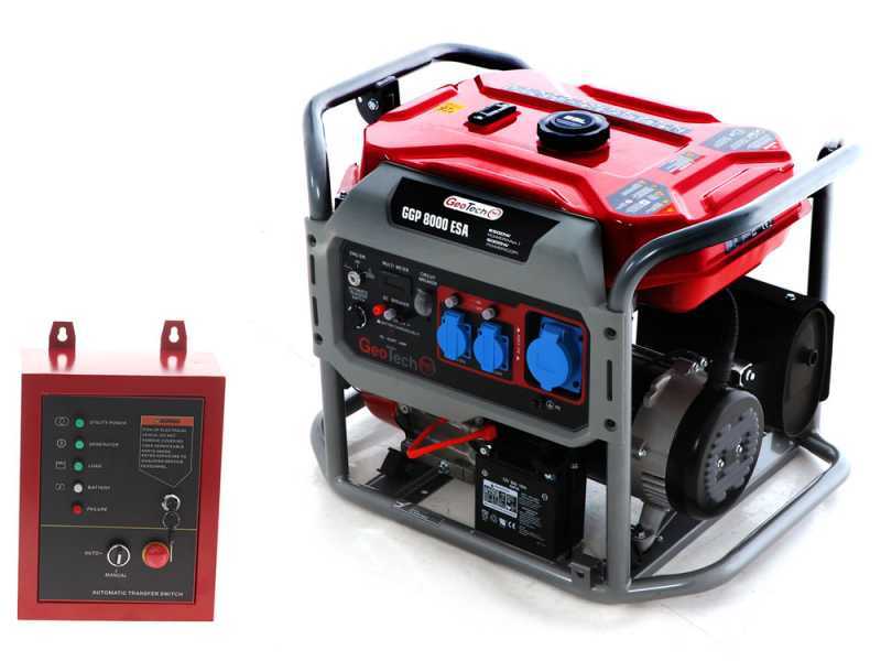 GeoTech-Pro GGP 8000 ESA - Generatore di corrente carrellato avv.elettrico con AVR 6.5 KW - Continua 6 Kw Monofase + ATS