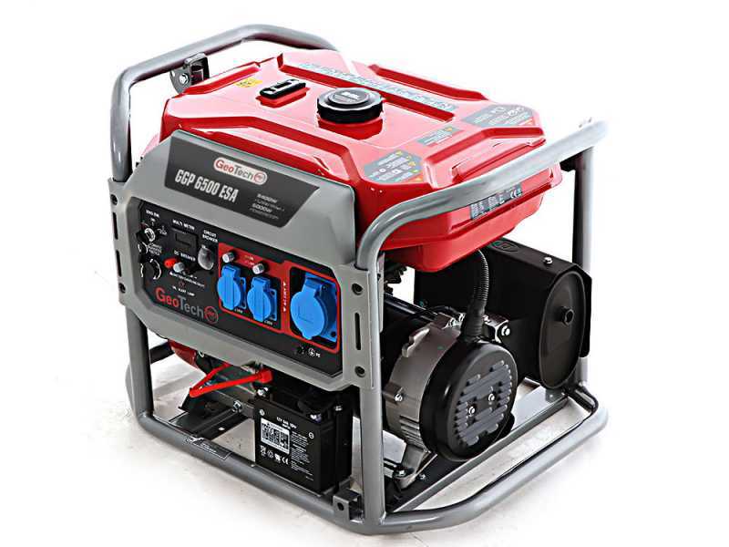 GeoTech-Pro GGP 6500 ESA - Generatore di corrente carrellato con AVR avv. elettrico 5.4 kW - Continua 5 kW Monofase