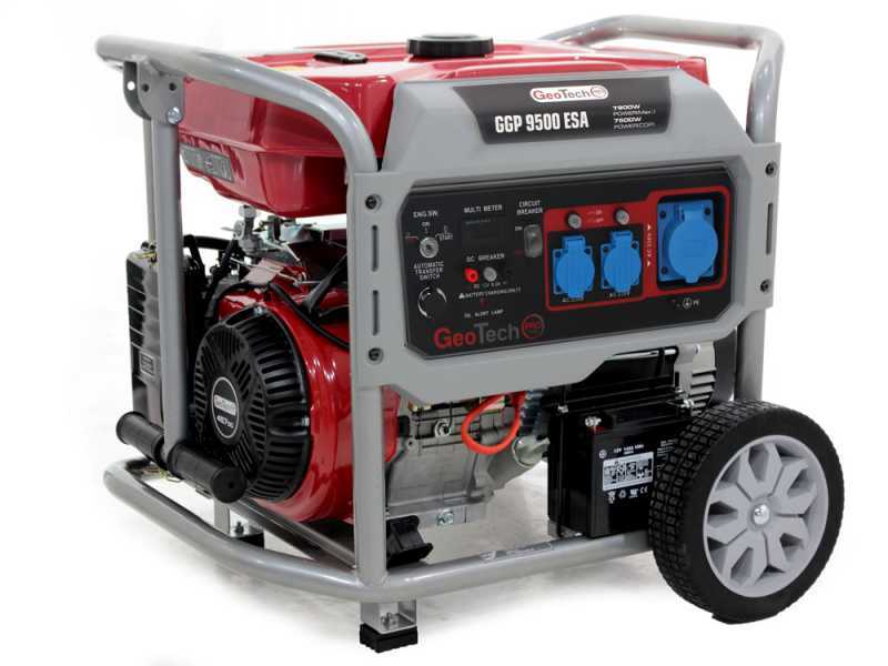 GeoTech-Pro GGP 9500 ESA - Generatore di corrente carrellato con AVR avv. elettrico 7.9 kW - Continua 7.5 kW Monofase