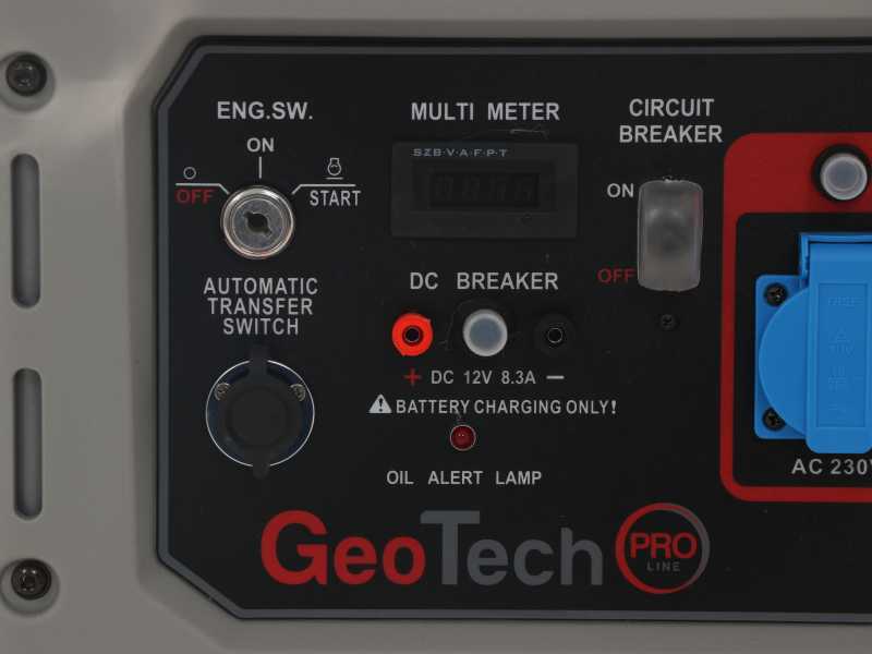 GeoTech PRO GGP 9500 ESA - Generatore di corrente carrellato con AVR avv. elettrico 7.9 kW - Continua 7.5 kW Monofase