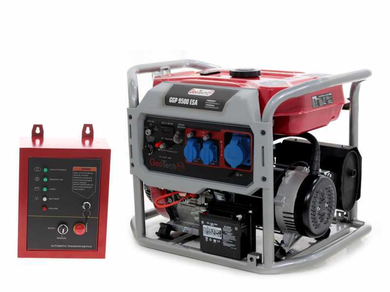 GeoTech-Pro GGP 9500 ESA - Generatore di corrente carrellato con AVR avv. elettrico 7.9 kW - Continua 7.5 kW Monofase + ATS