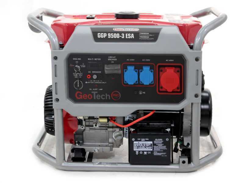 GeoTech-Pro GGP 9500-3 ESA - Generatore di corrente carrellato con AVR avv. elettrico 7.8 kW - Continua 7.5 kW