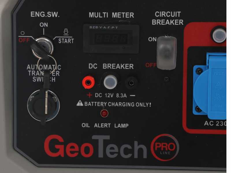 GeoTech-Pro GGP 9500-3 ESA - Generatore di corrente carrellato con AVR avv. elettrico 7.8 kW - Continua 7.5 kW + ATS