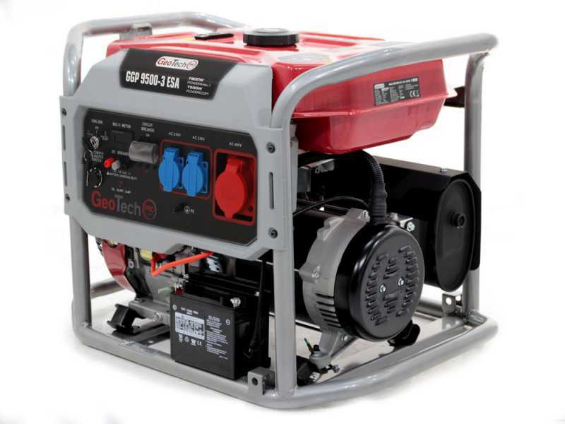 GeoTech-Pro GGP 9500-3 ESA - Generatore di corrente carrellato con AVR avv. elettrico 7.8 kW - Continua 7.5 kW + ATS