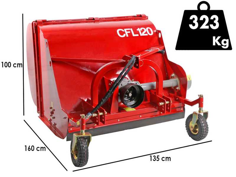 GeoTech-Pro CFL120 - Trinciaerba per trattore - Cesto di raccolta - Raccoglitore - Serie media