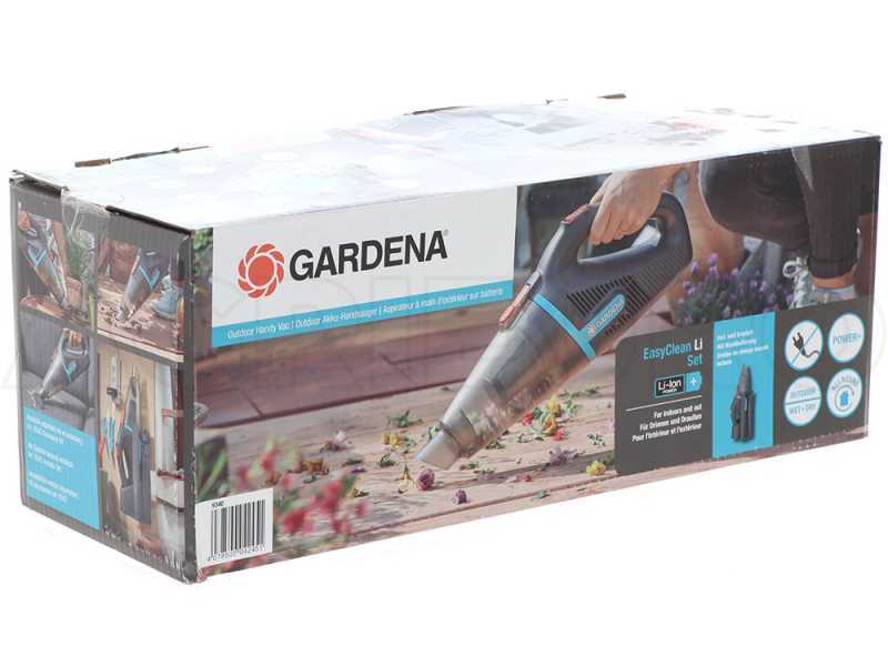 Gardena Easyclean - Aspiratore a batteria - Aspira secco/umido - Base, prolunghe e spazzola