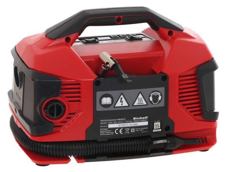 Einhell PRESSITO TE-AC 18/11 LiAC - Compressore aria a batteria compatto portatile - 2.5Ah 18V