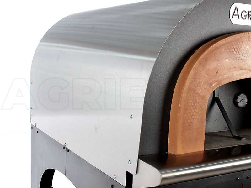 AgriEuro Cibus Inox 1000 - Forno a legna da esterno con camera &Oslash; 100 - Capacit&agrave; cottura 6 pizze