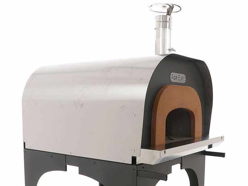 Forno a legna da esterno Cibus Inox 1000 con camera &Oslash;100 - 6 pizze