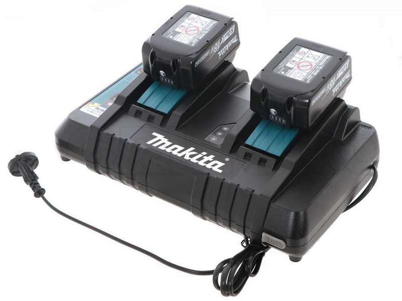 Makita DLM432PT2 - Rasaerba elettrico a batteria 2 X 5 Ah al litio - cesto di raccolta, cm 43