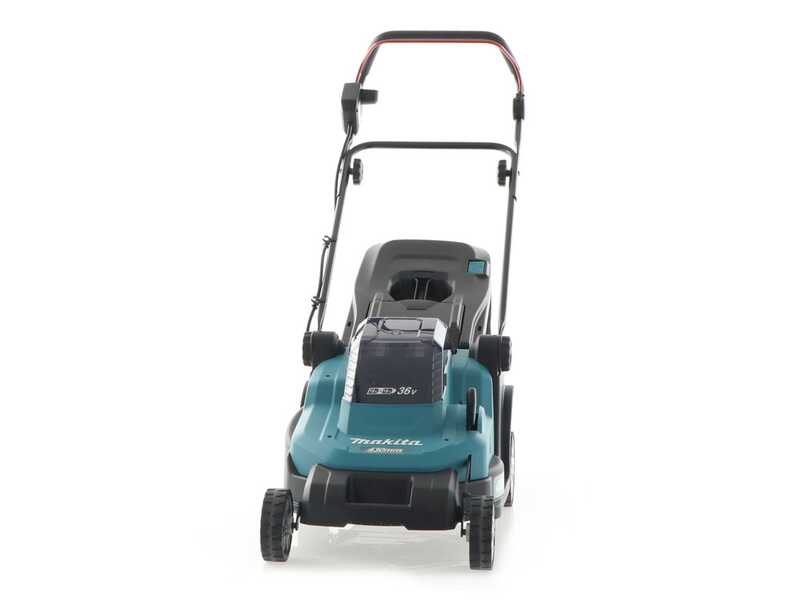 Makita DLM432PT2 - Rasaerba elettrico a batteria 2 X 5 Ah al litio - cesto di raccolta, cm 43