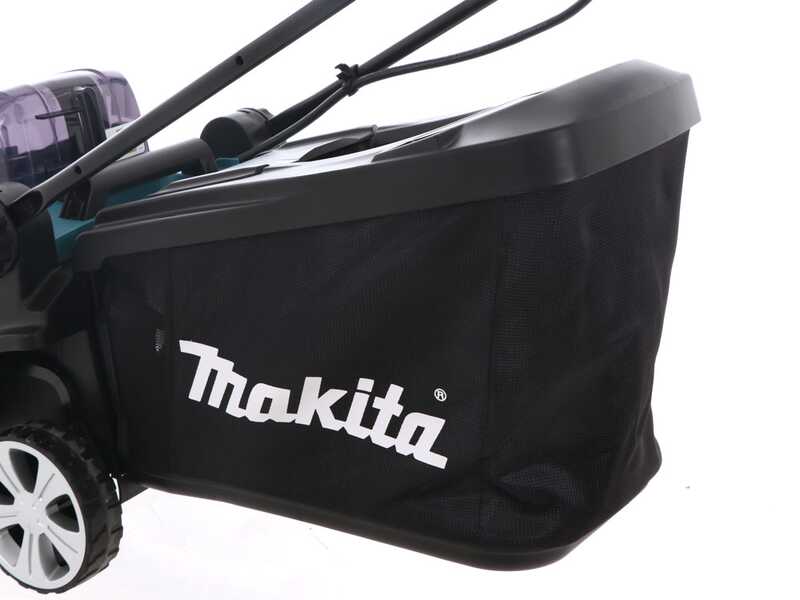 Makita DLM432PT2 - Rasaerba elettrico a batteria 2 X 5 Ah al litio - cesto di raccolta, cm 43