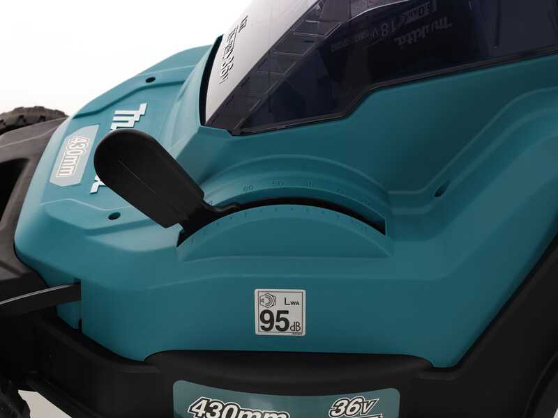 Makita DLM432PT2 - Rasaerba elettrico a batteria 2 X 5 Ah al litio - cesto di raccolta, cm 43