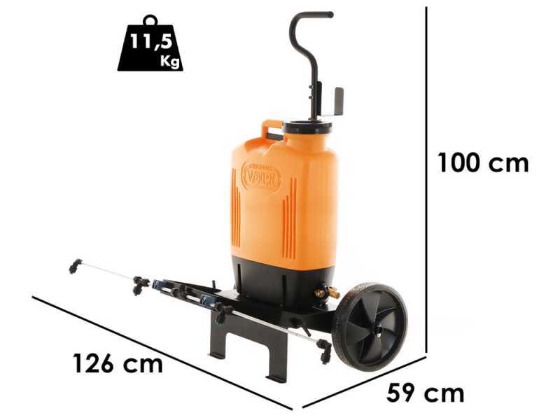 Pompa per irrorazione e diserbo elettrica- batteria a litio Volpi 10 PTB su carrello con ruote