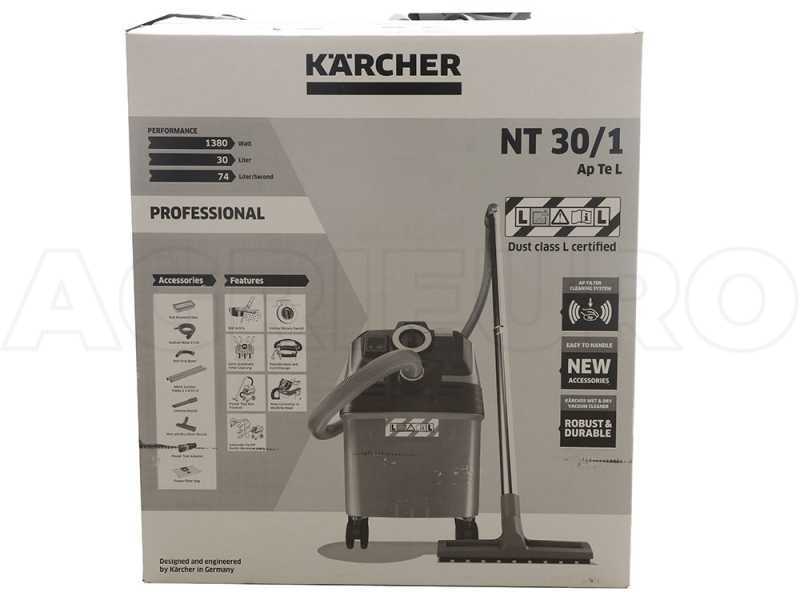 Karcher Pro NT 30/1 Ap L - Aspiratore solidi/liquidi - Con scuotifiltro semiautomatico - vano raccolta 30 lt - 1380W