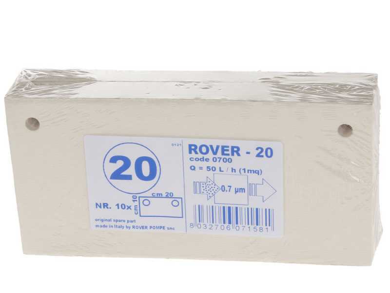 Tipo 20 - Cartoni filtranti Rover per pompe con filtro Pulcino - 20x10 cm - 10 pezzi
