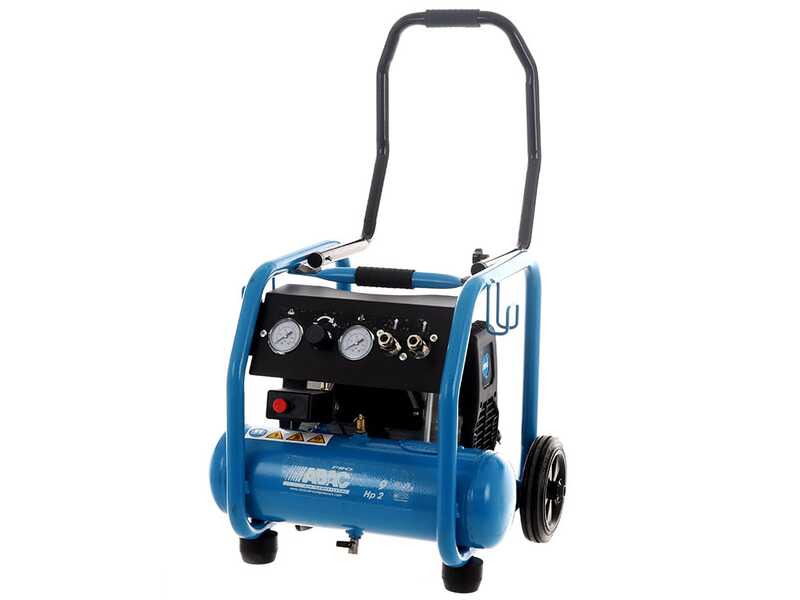 ABAC PORTABLE ROLLCAGE OS15P - Compressore aria elettrico monofase silenziato, oil-less - Motore 1.5 HP - 9 lt
