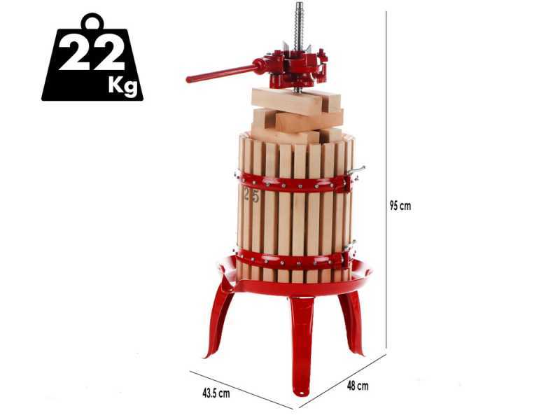 Baesso Torchio 25 - Torchio per uva manuale - 20 lt