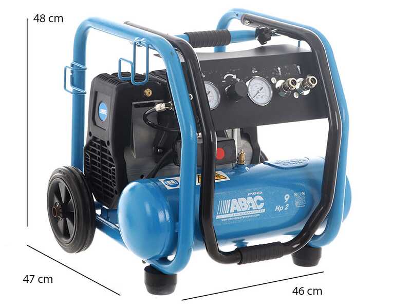 ABAC PORTABLE ROLLCAGE OS20P - Compressore aria elettrico monofase silenziato, oil-less - Motore 2 HP - 9 lt