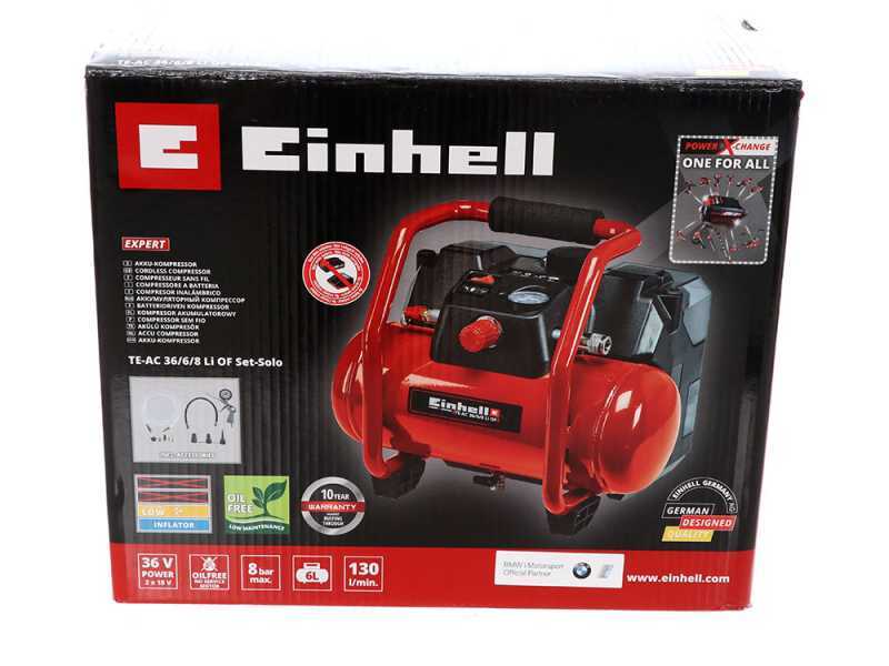 Einhell TE-AC 36 6 8 Li OF Set - Compressore aria a batteria oilless - 4Ah 2X18V