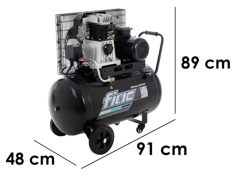 FIAC AB 100/415 TC - Compressore aria elettrico trifase a cinghia - Motore 3 HP - 100 lt