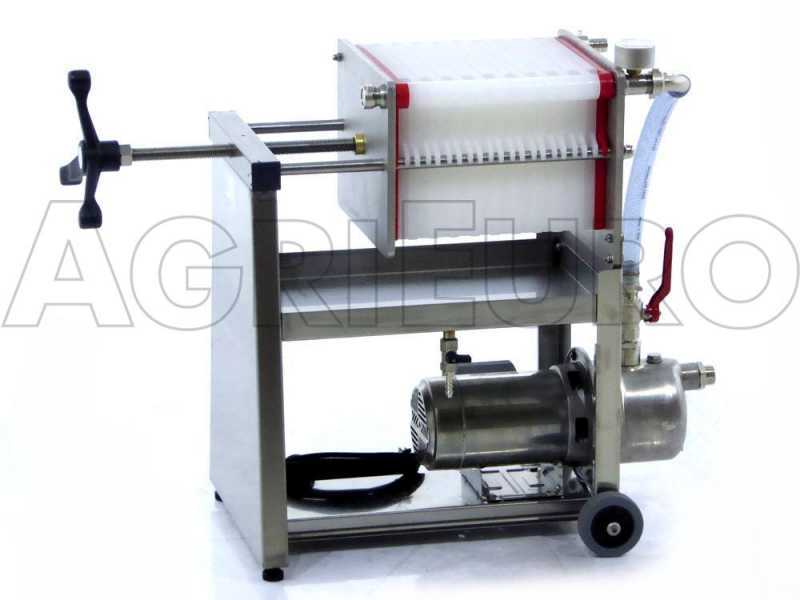Enotecnica Pillan AF20 - Filtro a cartoni per vino carrellato - Pompa in INOX