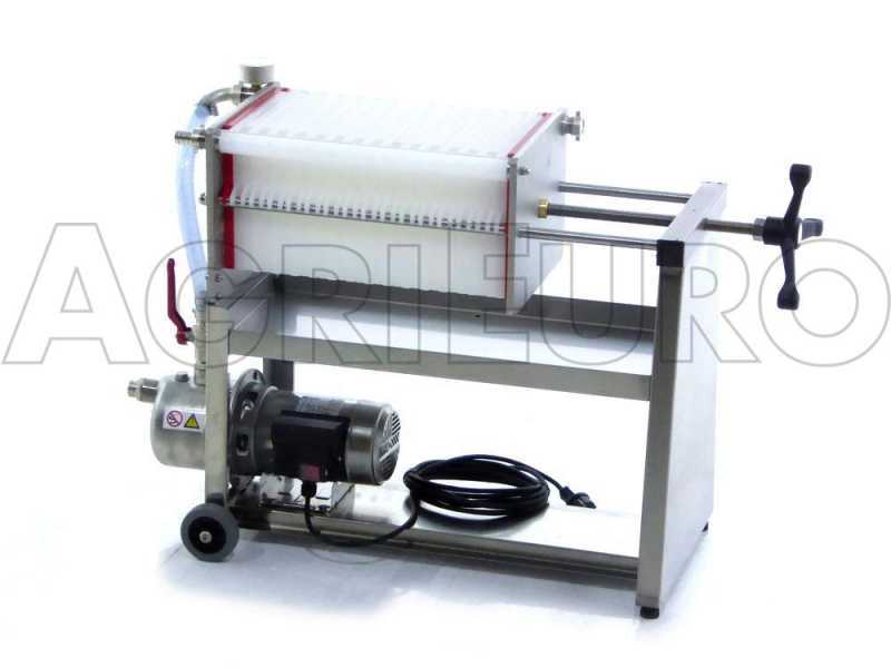 Enotecnica Pillan AF30 - Filtro a cartoni per vino carrellato - Pompa in INOX