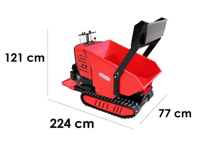 GeoTech-Pro Geoporter 550 DHS Hydro - Motocarriola cingolata cassone dumper idraulico 500Kg - Cambio idrostatico