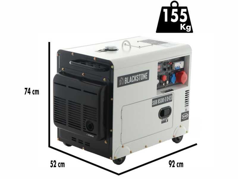 Blackstone SGB 8500-3 D-ES - Generatore di corrente diesel silenziato con AVR 6.3 kW - Continua 6 kW Trifase + ATS