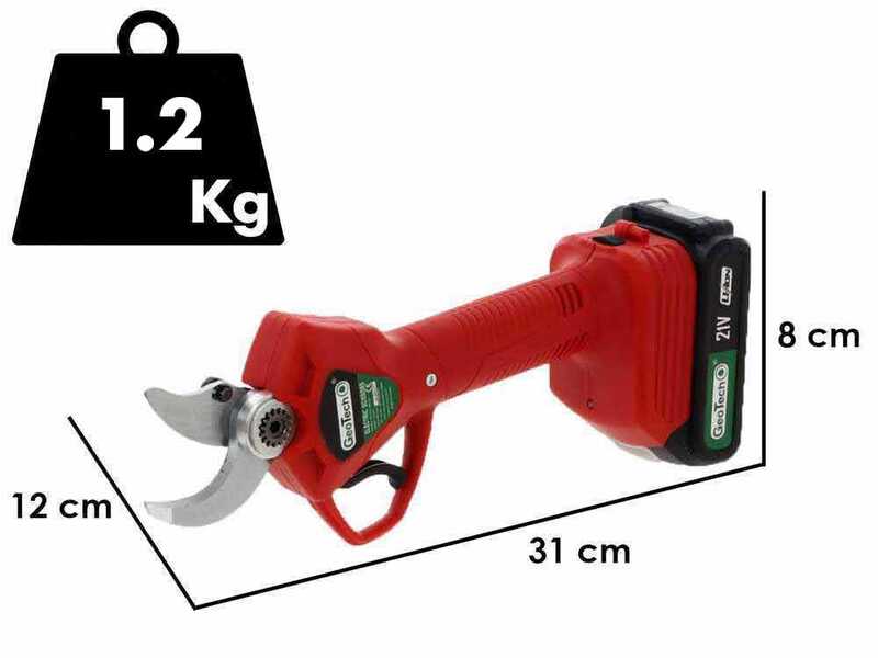 GeoTech MS 30 - Forbice elettrica da potatura - 2x 18V 2Ah - Diametro di taglio 30mm