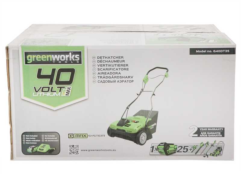 Greenworks G40DT35 - Arieggiatore a batteria - SENZA BATTERIA E CARICABATTERIA