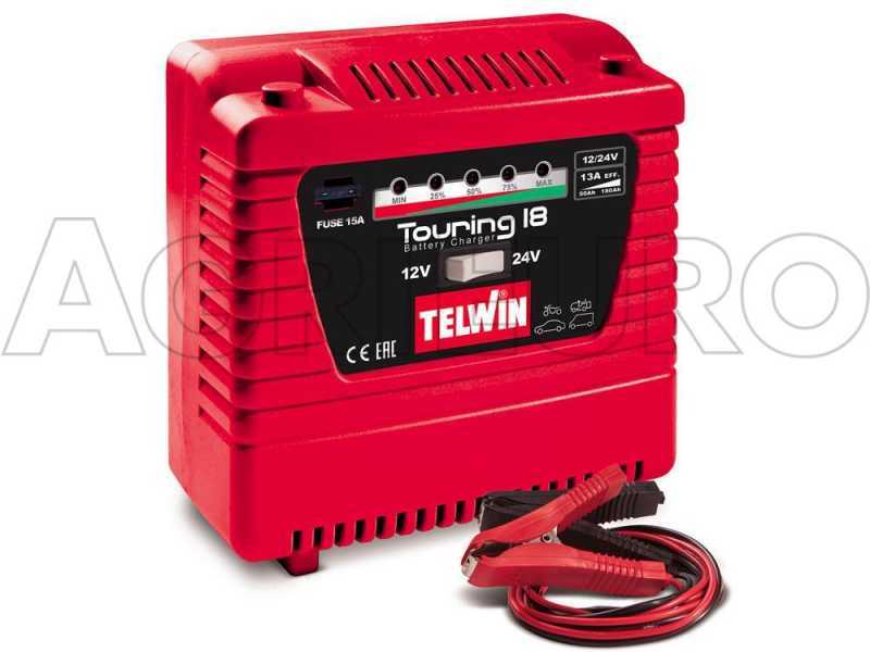 Telwin Touring 18 - Caricabatterie 12/24V - batterie da 60 Ah a 180 Ah e da 50 Ah a 115 Ah
